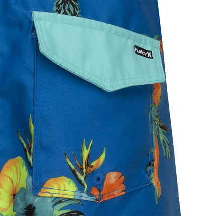 Hurley Boys' Pull on Swim Trunks, Neptune Blue/Parrot Floral, 2T