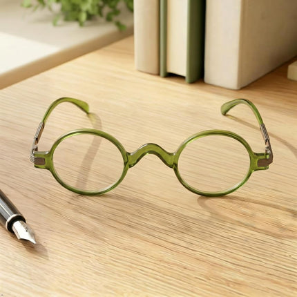 Eyekepper Readers Spring Temple Vintage Mini Small Oval Round Reading Glasses Green +1.5