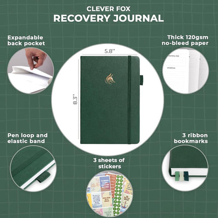Clever Fox Addiction Recovery Journal – Addiction Treatment Planner & Workbook – Daily Sobriety Journal for Recovery Progress, A5 (Dark Green)