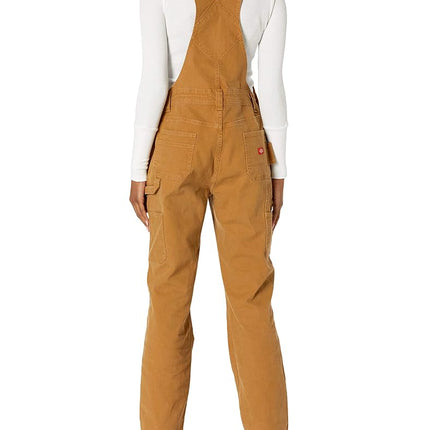 Dickies Women's Duck Double Front Bib Overalls, Rinsed Brown Duck, M UK