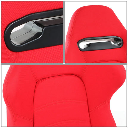 DNA MOTORING Sièges baquets de course universels inclinables avec glissières de montage inférieur, 21,5" L x 21,5" P x 35" H, Rouge, RS-JBR-005-RD