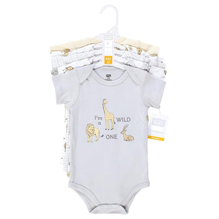 Hudson Baby Unisex Baby Cotton Bodysuits, Neutral Safari World, Preemie
