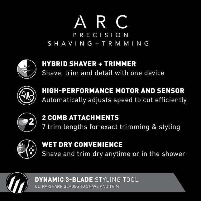 Rasoir hybride électrique Panasonic humide/sec, tondeuse et rasoir de précision avec deux accessoires de coupe réglables, tondeuse de précision rétractable et technologie de capteur de rasage – Rasoir sans fil pour hommes - ES-LL41-K (Noir)