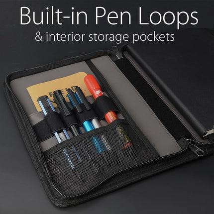 diodrio A5 Zipper Journal Notebook Cover with YKK for Moleskine Cahier LEUCHTTURM Journals Planners Sketchbook, Water Resistant, Refillable, Inner Pockets, Black DDNC-M3-ZIP Medium