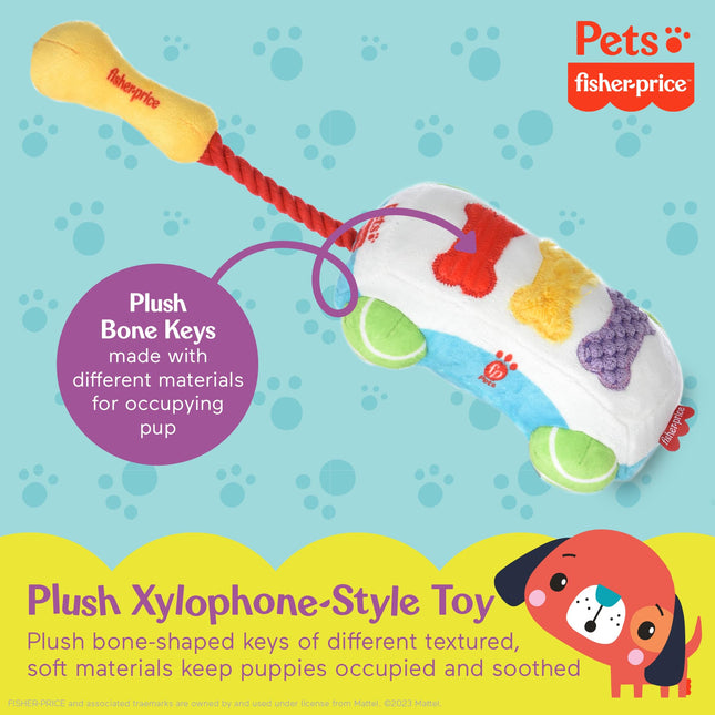 Fisher-Price para mascotas: Peluche Xilófono Sonoro para cachorros, los sonidos desensibilizan a los cachorros a los ruidos - Juguete masticable que hace ruido para cachorros - Juguete multifuncional para perros