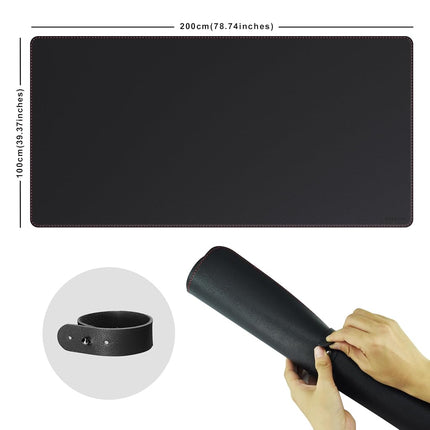 ZORESYN Office Desk Pad 78.7x39.4inch, Large Mouse pad Desk Mat, Waterproof PU Leather Desk Blotter Protector Desk Accessories with Non Slip Base for Home Office (Black)
