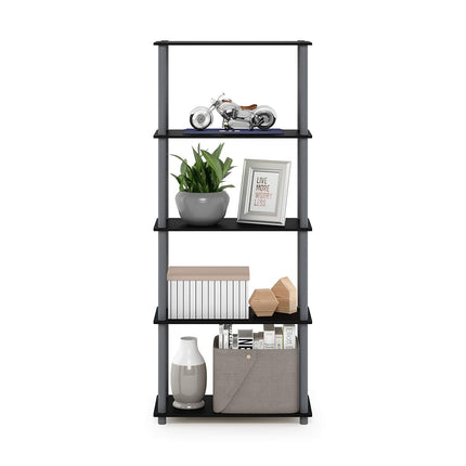 Furinno TURN-N-TUBE 5-Tier Tool-Free Corner Shelf, Black