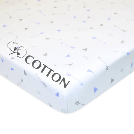 American Baby Printed 100% Natural Cotton Jersey Knit Fitted Pack N Play Playard Sheet, Silver Blue Arrow, Soft Breathable, for Boys and Girls