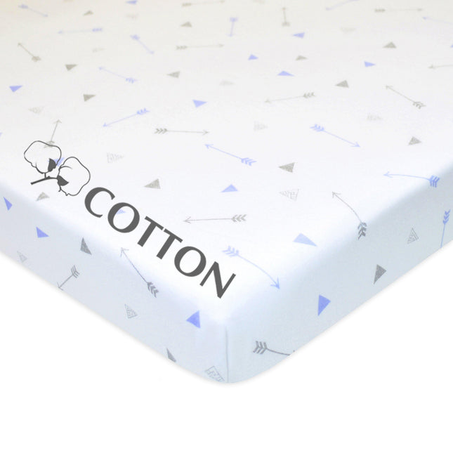 Drap-housse en jersey 100 % coton naturel imprimé American Baby pour parc bébé, flèche bleu argenté, doux et respirant, pour garçons et filles