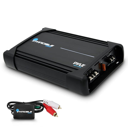 Amplificateur MOSFET Pyle 3000 W – Amplificateur audio de voiture monocanal, amplificateur mono de classe AB avec filtre passe-bas, amplification des basses, protection contre les courts-circuits, bornes RCA, design compact (31,4 x 20,6 x 5,8 cm)