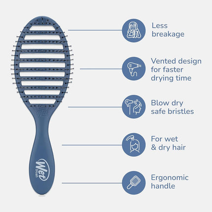WetBrush Speed Dry Detangler avec Poils Heatflex et Design Ouvert pour un Séchage Plus Rapide, pour Tous Types de Cheveux, Bleu Élémentaire