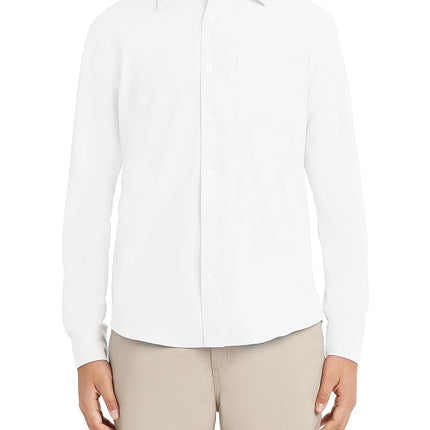 Nautica Men's Long Sleeve Uniform Oxford Shirt, White, Large