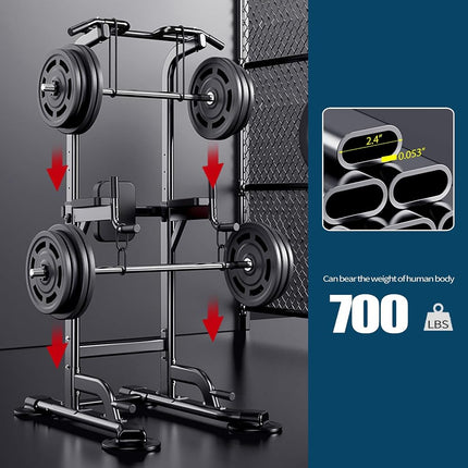 K KiNGKANG Power Tower Adjustable Height Pull Up & Dip Station Multi-Function Home Strength Training Fitness Workout Station for Home Gym (X)