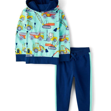 The Children's Place baby-boys And Toddler Sweatshirt and Sweatpant 2 Piece Outift Set, Mellow Aqua, 6-9 Months