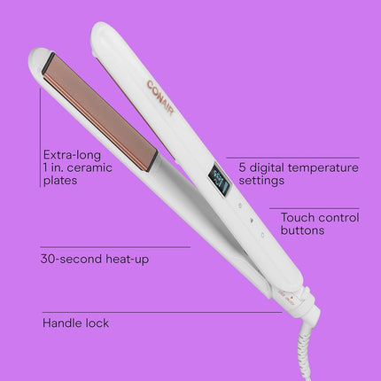 Conair Double Ceramic Flat Iron, 1-inch Digital Flat Iron