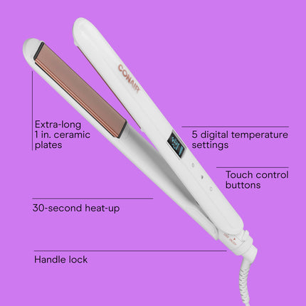 Conair Double Ceramic Flat Iron, 1-inch Digital Flat Iron