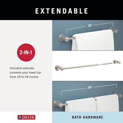 Delta 4-Piece Matte Black Bathroom Set Towel Rack, Ring, Toilet Paper Holder, Hook | Nicoli Bath Accessories