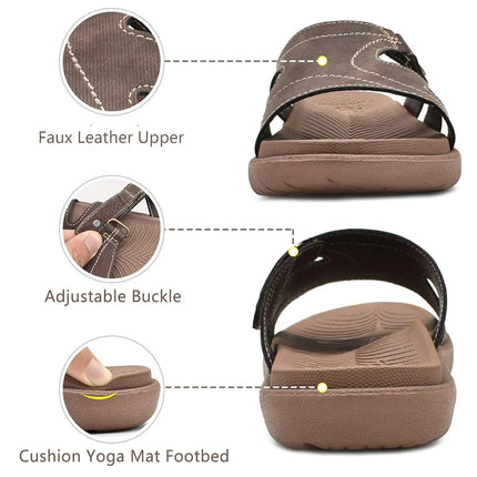 KuaiLu Womens Orthotic Slides Yoga Mat Slip on Sandals with Arch Support