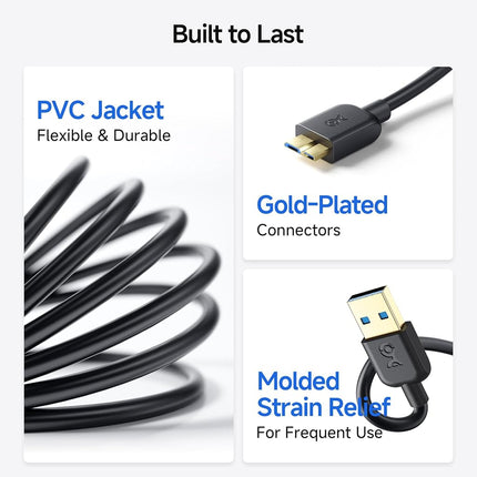 Cable Matters Micro USB 3.0 Cable (Micro USB 3 Cable A to Micro B) in Black 15 Feet - Available 3FT - 15FT in Length