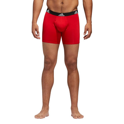 adidas Men's Performance Boxer Brief Underwear (3-Pack) Boxed, Scarlet Red/Black/Onix Grey, Small