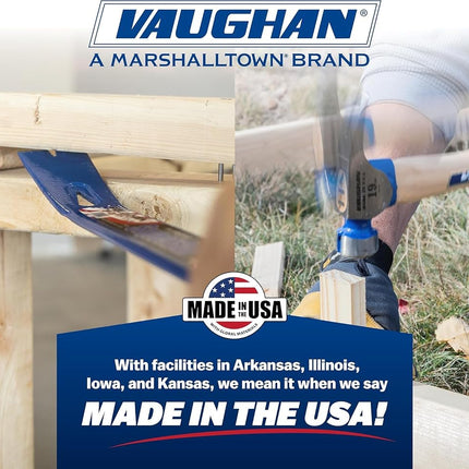 Vaughan California Framing Hammer, 19 oz, Milled Face, Nail Starter, Made in USA, VN11605