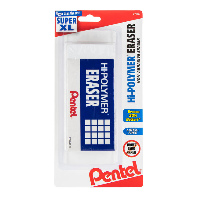 Pentel Hi-Polymer Block Eraser, Super XL White, 1-