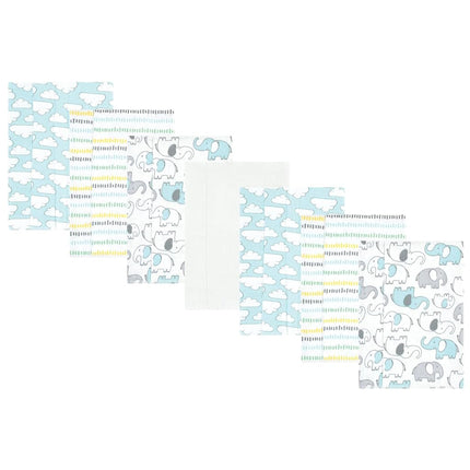 Hudson Baby Paños de Algodón de Franela para Bebé Unisex, Elefante Neutro, Paquete de 7, Talla Única
