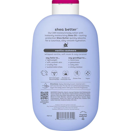 eos vanilla cashmere body lotion shea better 24hr moisture - 16 oz/473 ml