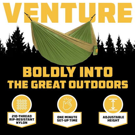 Wise Owl Outfitters Hammock for Camping Double Hammocks Gear for The Outdoors Backpacking Survival or Travel - Portable Lightweight Parachute Nylon DO Green & Khaki