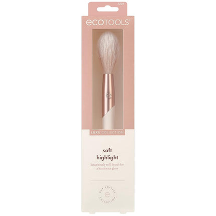 EcoTools Luxe Soft Highlighter Makeup Face Powder Brush, Ecofriendly Makeup Brush, Ultra Soft Bristles, Pink, Luxurious and Glamorous, 1 Count