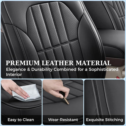 Truckiipa Dodge Ram Seat Covers Full Set, Full Coverage Luxury Car Seat Covers Waterproof Leather Protector Pickup Truck Accessories, Custom Fit for 2002-2023 Ram 1500 2500 3500 Crew Mega Cab