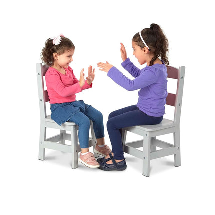Melissa & Doug Wooden Chairs, Set of 2 - Gray Furniture for Playroom - Kids Wooden Chairs, Children's Wooden Playroom Furniture