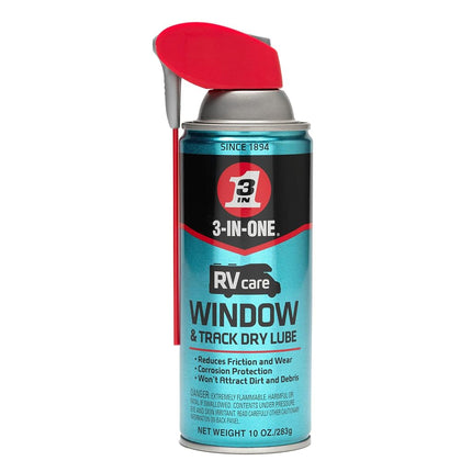 3-IN-ONE-120091 RVcare Window & Track Dry Lube with SMART STRAW SPRAYS 2 WAYS, 10 OZ - Silver