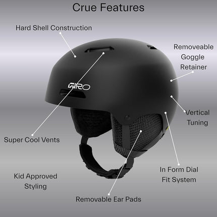 Giro Crue Kids Snow Helmet, Matte Blue, Size S (52-55.5 cm)