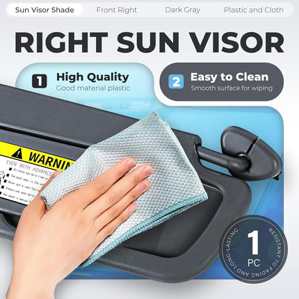 Parasol derecho del lado del pasajero ALMULOO compatible con Honda Civic 2006-2011, reemplaza 83230-SNA-A01ZA, gris oscuro