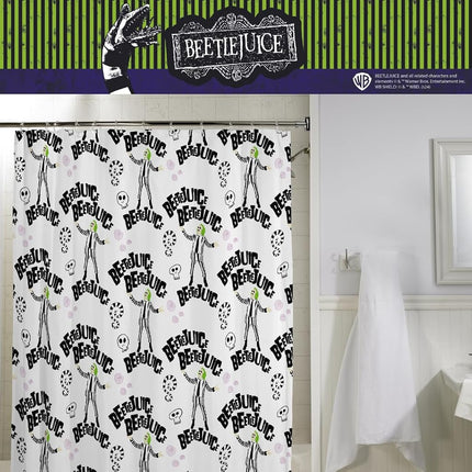Franco Collectibles Rideau de douche en microfibre Beetlejuice Halloween, 177,8 x 182,9 cm, (produit sous licence officielle)