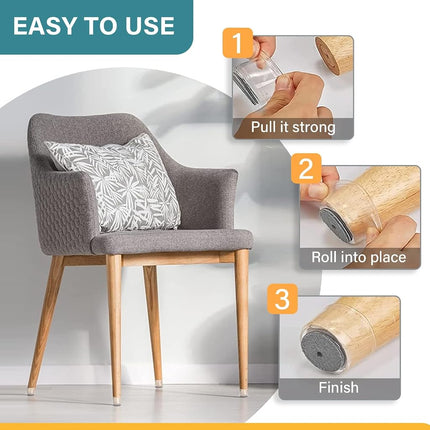 24 Pcs Chair Leg Floor Protectors Round, Silicone Felt Furniture Leg Pads Caps Covers for Hardwood Floors (Fit 15/16" to 1-5/16")