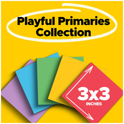 Cubes de notes ultra-adhésives, 90 feuilles/bloc, 3"x3", 5 blocs/paquet, couleurs électriques assorties, vendus par paquet de 1