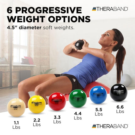 TheraBand Soft Weight, 11.4cm (4.5") Diameter Hand Held Ball, Isotonic Weighted Ball for Isometric Workouts, Strength Training and Rehab Exercises, Shoulder Strengthening & Surgery Rehabilitation, Red, 1.5 kg