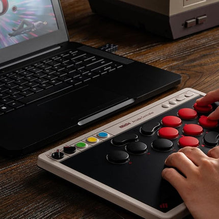 8BitDo All-Button Arcade Controller for Switch/Switch 2 & Windows – Bluetooth, 2.4G, Wired Connectivity, Low-profile Mechanical Switches, 4 Programmable Buttons, Hot-swappable PCB