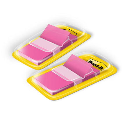 Post-it Flags, 50/Dispenser, 2 Dispensers/Pack, 1 in Wide, Bright Pink (680-BP2)
