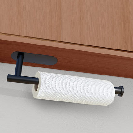 DEKAVA Under Cabinet Wall Mount Paper Towel Holder, Self-Adhesive Bar, Stainless Steel 13 inch (Black, 2)