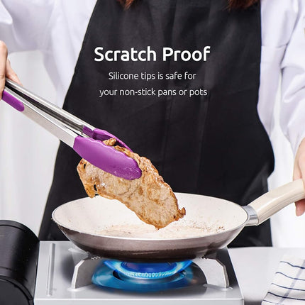 U-Taste 315℃ Heat Resistant Silicone Kitchen Tong 7/9/12in (Purple)