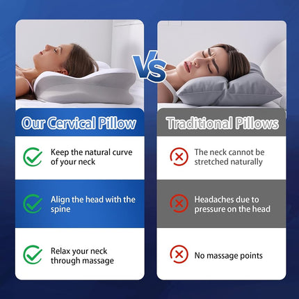 Cervical Neck Pillow, Pillows for Neck and Shoulder Pain, Contour Pillow, Neck Pillows, Pillow for Neck Pain Relief, Side Sleeper Pillows for Adults, Ergonomic Pillow, Memory Foam Pillows