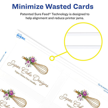 Avery Clean Edge Printable Business Cards with Sure Feed Technology, 2" x 3.5", White, 1,000 Blank Cards for Laser Printers (5874)