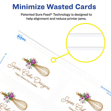 Avery Clean Edge Printable Business Cards with Sure Feed Technology, 2" x 3.5", White, 1,000 Blank Cards for Laser Printers (5874)