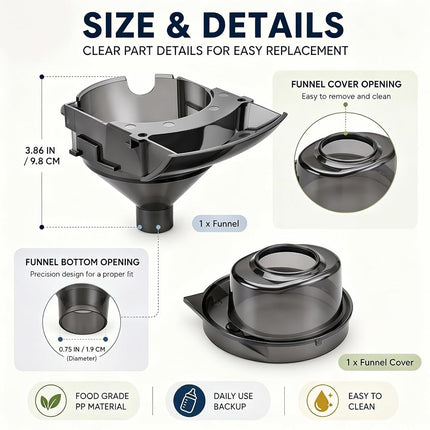 Remerry 3 Sets Baby Formula Maker Funnel Replacement and Cover Compatible with Baby Brezza/Formula Pro Advanced and Advanced WiFi Dispenser Inside Parts, Grey, Not Compatible with Pro Mini