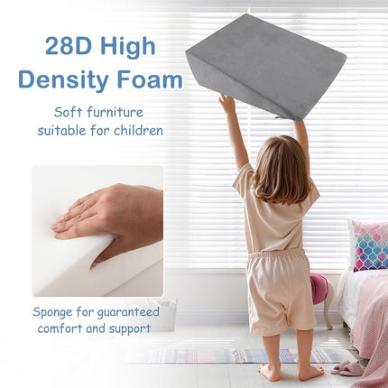 INFANS Climbing Toys for Toddlers, Foam Climbing Blocks and Ball Pit for Baby, 5pc Kids Climb and Crawl Block Activity Structure Play Set, Indoor Foam Play Gym Crawling and Sliding (Grey)