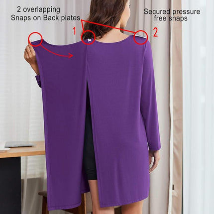 Deyeek Women's Open Back Hospital Gowns for Post Surgery, Dark Purple, 3XL