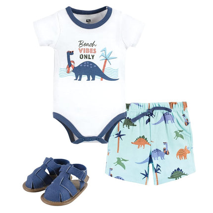 Hudson Baby Baby Cotton Bodysuit, Bottoms and Shoe Set, Sloth 3 Piece, 3-6 Months (6M)